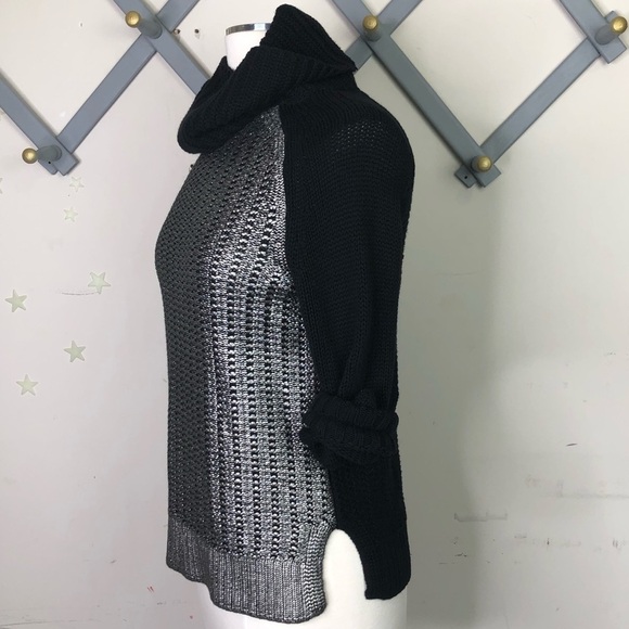 Revolve Leo & Sage Silver & black metallic coated Cowl neck sweater - Picture 4 of 11